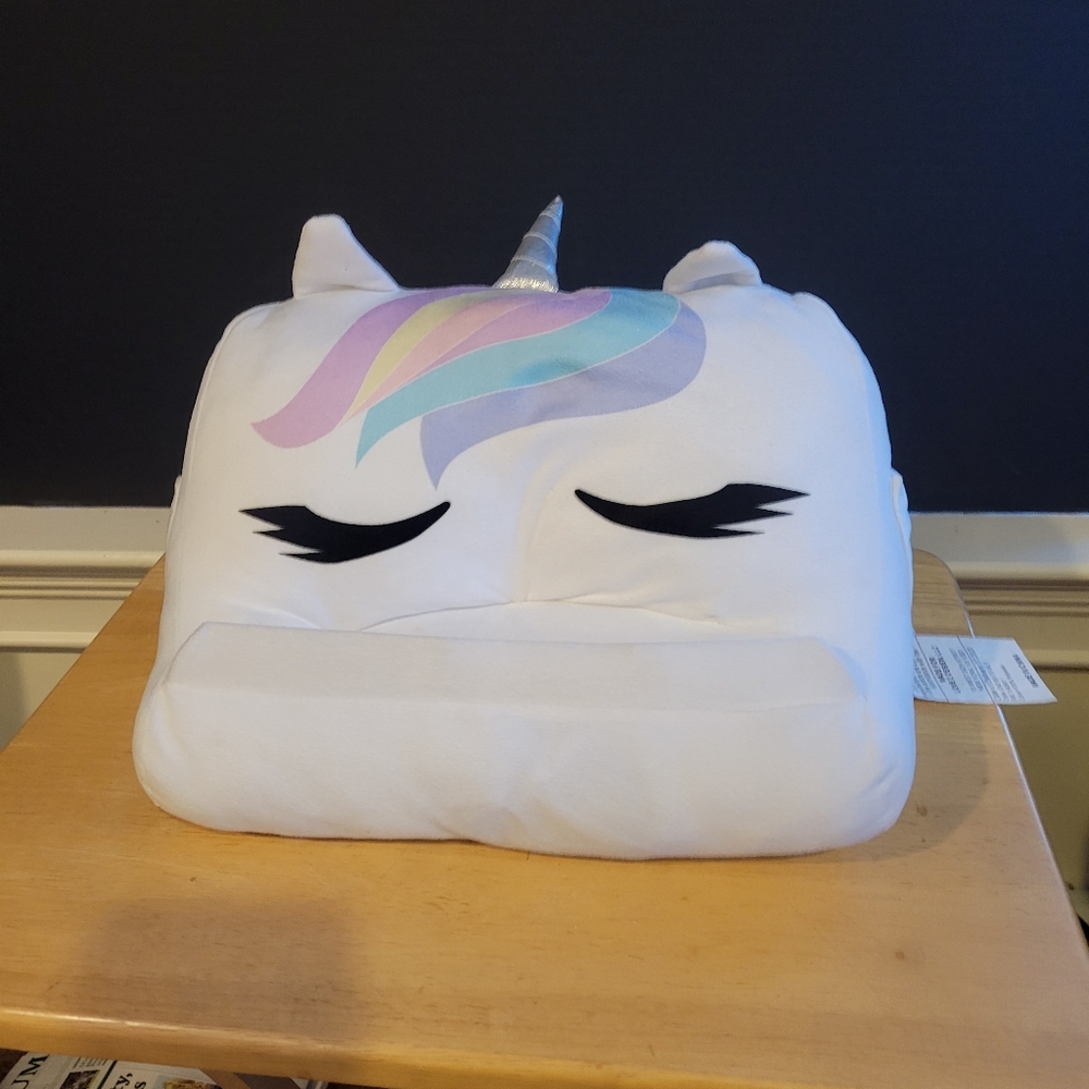 IPad Holder Unicorn Plush Pillow with Pastel Mane